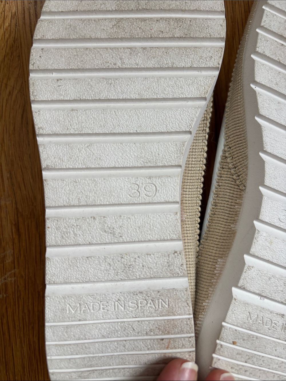 White Pebbled Leather Slip-On Flats with Neutral Trim by Verbenas - Picture 4 of 8